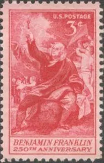 США (USA) 1956 г. БЕНДЖАМИН ФРАНКЛИ7, РИСУЮЩИЙ ЭЛЕКТРИЧЕСТВО ИЗ НЕБЕС . ИДЕАЛЬНАЯ. МАРКА С КЛЕЕМ. Ціна