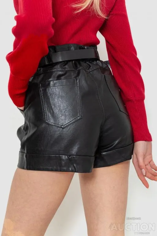 Шорты женские экокожа, цвет черный, 186R5222 Продаж