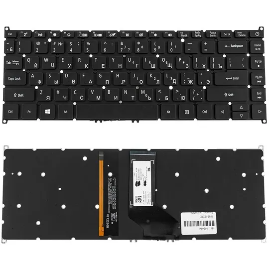 Клавіатура для ноутбука ACER (TM: P614-53, P414-53) rus, black, без кадру, підсвічування клавіш Ціна