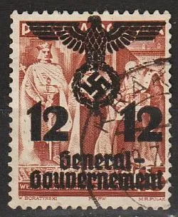 фото, 1940 - Рейх GG - Надрук 12 Mi.33 гаш