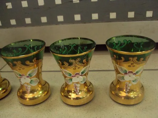 Стопки рюмки с цветочками чешское стекло богемия лот 5 шт №475п Інтернет-аукціон