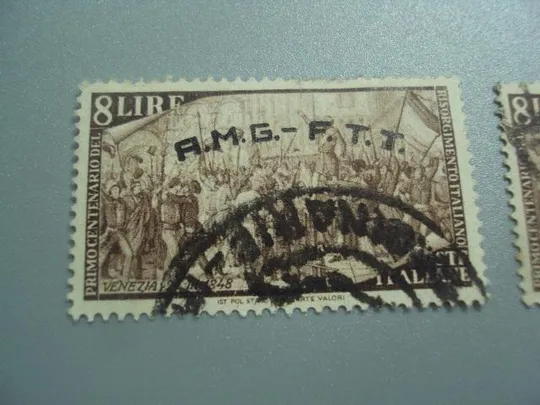 марки Италия 1948 история 8 лир Венеция Триест надпечатка лот 2 шт гаш №2843 З аукціону