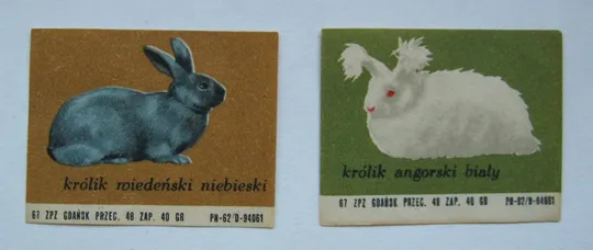 КРОЛИ = ПОЛЬША = СПИЧЕЧНЫЕ ЭТИКЕТКИ 1960-е г. = 2 шт. # Ціна