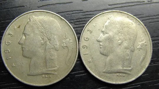 Купити 1 франк Бельгія 1963 (два різновиди)