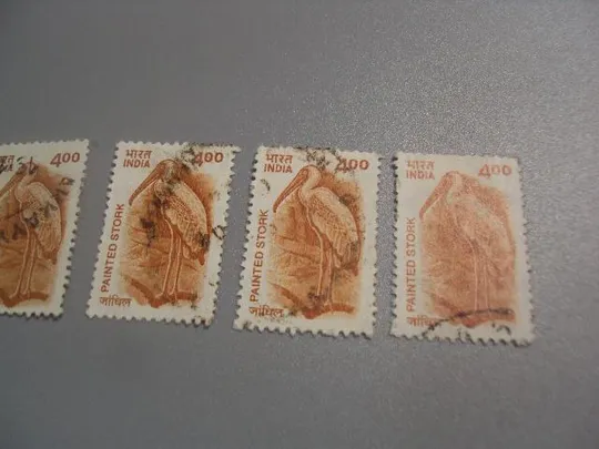 Купити марки Индия 2001 животные птицы нарисованая цапля аист лот 5 шт гаш №1737