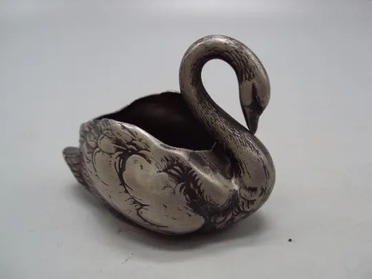 Солонка фигура миниатюра Норблин лебедь посеребрение клеймо Verit N.B.W. размер 5х6,5 см №14584 З аукціону