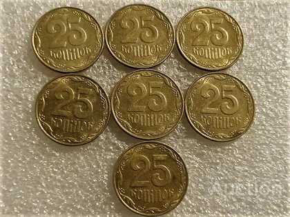 фото, 25 копійок 2006 рік Україна " Штемпельний Блиск 7 штук одним лотом " (42...)