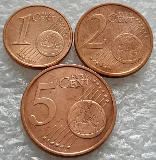 (1850да) 1,2,5 євроцентів 2002 Італія  - 3 монети одним лотом (1,2,5 евроцентов 2002 Италия) Де купити