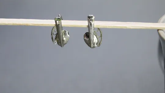 Сережки стара радянська біжутерія скань мельхіор зі штучним малахітом Вживане Характеристики