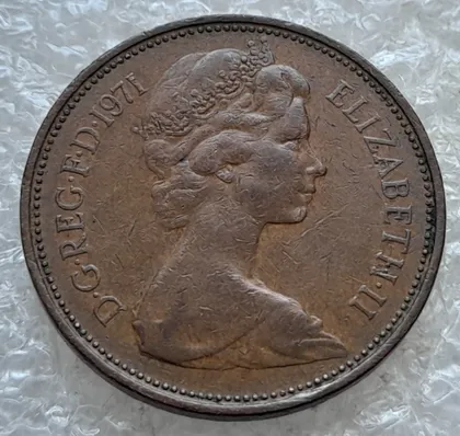 фото, (7773) 2 пенси 1971 Великобританія (2 пенса 1971 Великобритания)