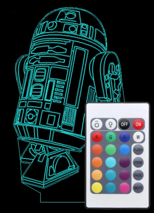 Акриловий світильник-нічник з пультом 16 кольорів Зоряні війни R2-D2 tty-n000718 Ціна