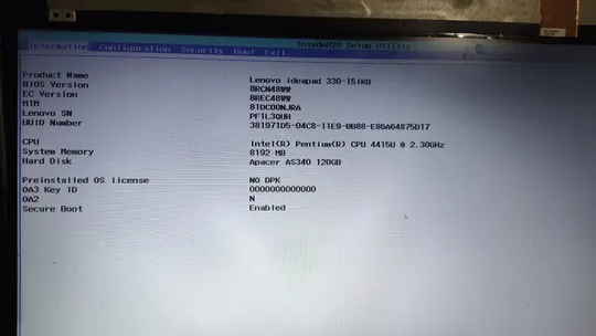 материнська плата робоча Lenovo 330-15ikb 330-15 dg421 dg521 dg721 nm-b242 rev:1.0 Pentium 4415u 2gb Geforce mx110 + 4gb озу З аукціону