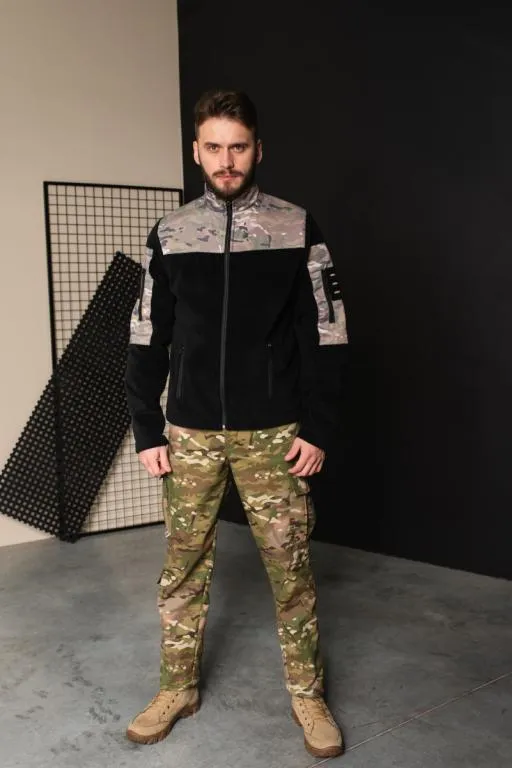 Кофта флисовая мужская военная тактическая с липучками под шевроны ВСУ (ЗСУ) Мультикам 8036 46 разм Характеристики