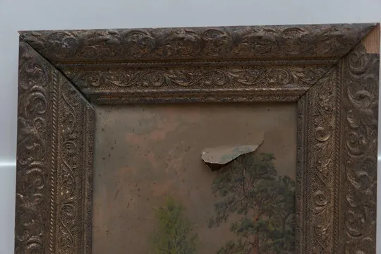 Купити Картина сельский пейзаж винтаж в родной раме литография, В раме 47,5х79 см, без рамы 29,5х61 см №35