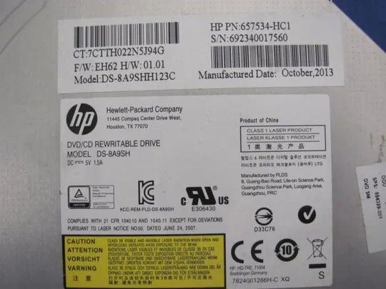 №130-25 DVD-привод 657534-HC1 DS-8A9SHH123C для HP PROBOOK 6470b оригінал Продаж