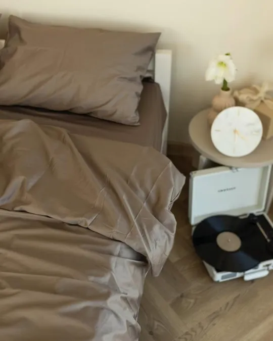 Купити Постельное белье двуспальное Dushka Home Сатин Люкс 20925 180х215 см кофе с молоком