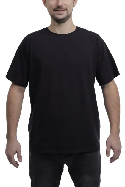 фото, Футболка чоловіча однотонна з бавовни Bono oversize 950101 чорна (розміри: S-XL) L-XL