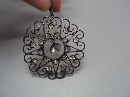 Кулон подвеска круглая цветок цветочек серебро 875 проба ссср вес 5,69 г диаметр 4,2 см №15553 Де купити
