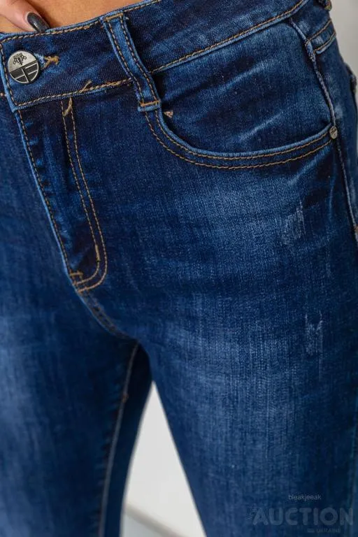 Джинсы женские с потертостями, цвет синий, 214R1413 Де купити