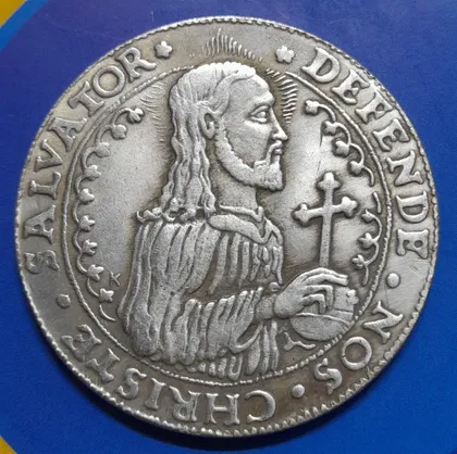 фото, Талер 1577 года "Осада Гданьска" (Польша, Стефан Баторий). Копия.