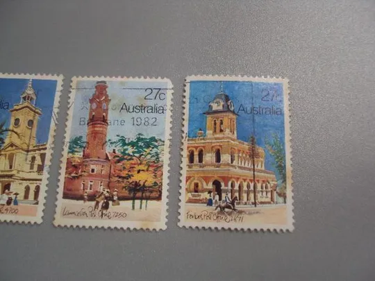 марки Австралия 1982 архитектура города лот 3 шт гаш №2296 З аукціону