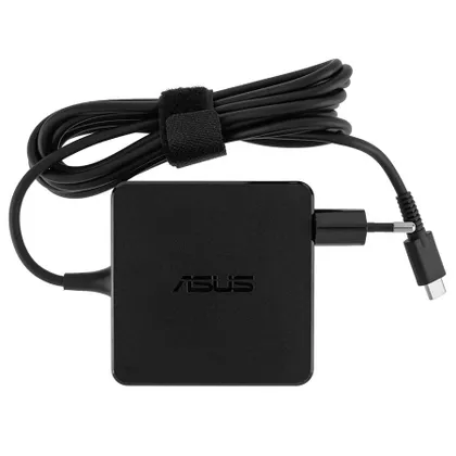 фото, Оригінальний блок живлення для ноутбука ASUS TYPE-C 65W, квадратный, Black