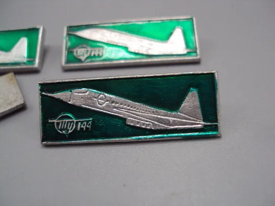 Знак аэрофлот авиация самолет Ту 144 зеленый и синий лот 4 шт №17226 Інтернет-аукціон