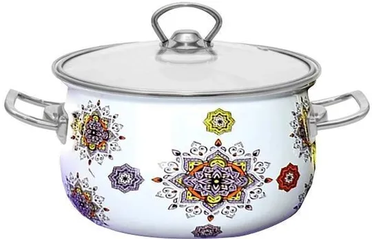Кастрюля эмалированная Idea Home Indian 6832788 22 см 5 л белая Ціна