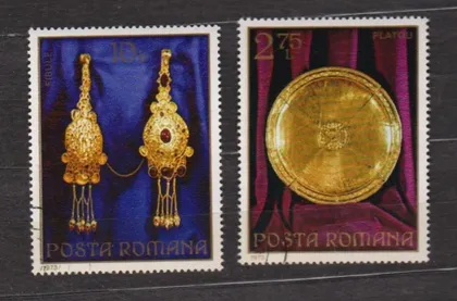 фото, ЗОЛОТІ ІСТОРИЧНІ СКАРБИ = РУМУНІЯ - РУМЫНИЯ = 1973 р. = гаш. ==