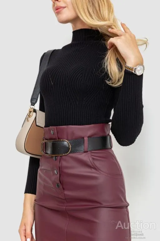 Гольф женский в рубчик, цвет черный, 204R050 З аукціону