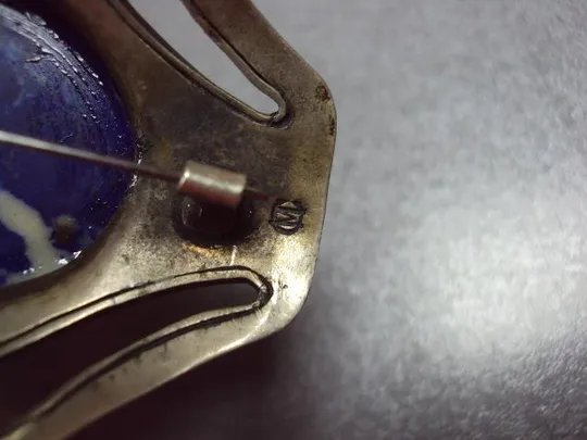 Бижутерия брошка брошь мельхиор камень лазурит портрет девушки размер 7,4 х 4,5 см №11831 Недорого