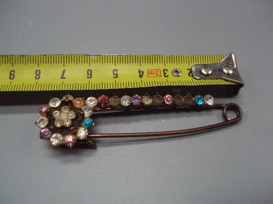 Бижутерия брошка булавка брошь с разноцветными вставками цветок 7,8см (нет несколько вставок) №15549 Ціна