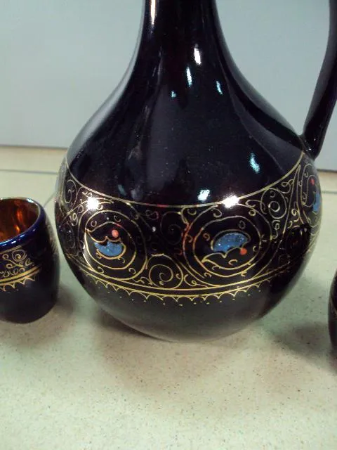 Коньячный набор штоф графин и стопки кобальт позолота фарфор лот высота 22 см, рюмки 6х4,6 см №13037 Де купити