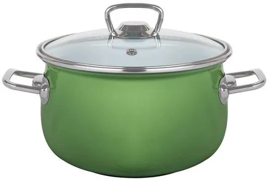 Кастрюля эмалированная Idea Home Green 6832847 22 см 5 л зеленая Ціна