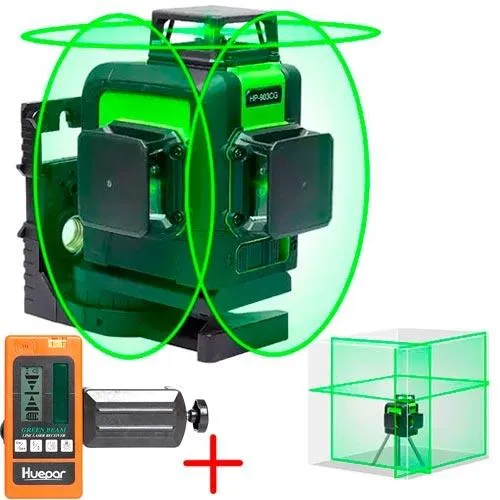 Профессиональный лазерный уровень нивелир 12 линий 360 Huepar 903CG приемник Ціна