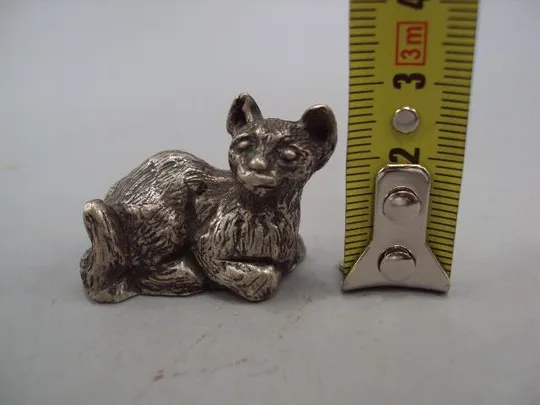 Купити Фигура миниатюра статуэтка кот котик лежит кошка серебро 925 проба вес 38,23 г высота 2,9 см №14420