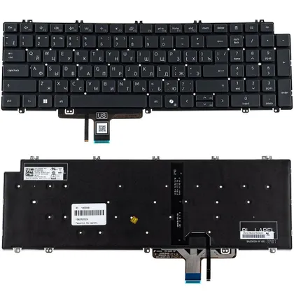 фото, Клавиатура для ноутбука DELL (Latitude: 5550) rus, черная, без рамки, подсветка клавиш (2024)