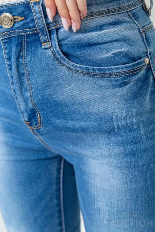 Джинсы женские с потертостями, цвет синий, 214R1531 Де купити