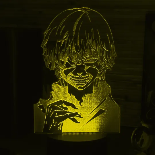 Акриловий світильник-нічник Кен Канекі (Ken Kaneki) жовтий tty-n000620 Ціна