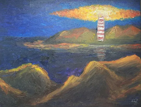 Картина  &quot;Ночной маяк&quot;оригинальная украинская  живопись масло холст 35 на 45 Ціна