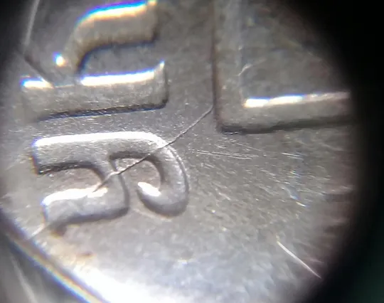 (1384) 5 копійок 1992 розкол на аверсі від канту через &#039;У&#039; (різновид) (5 копеек 1992 брак) Недорого