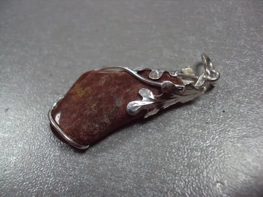 Купити Подвеска кулон яшма дубовые листья листочки авторская работа серебро 925 проба Украина 6,8 г №11900