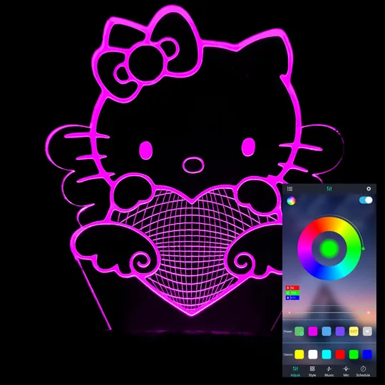 Акриловий світильник-нічник керування з телефона Хелоу Кіті tty-n000946 Ціна