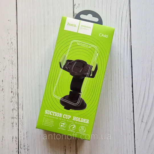 Автотримач Hoco CA40 для телефона на панель / лобове скло Чорний Ціна