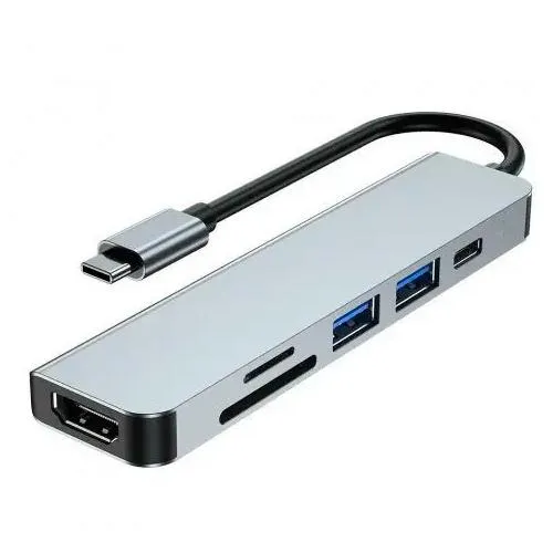 USB 3.1 Type-C хаб разветвитель на 2x USB 3.0, HDMI, кардридер, PD, металл Ціна