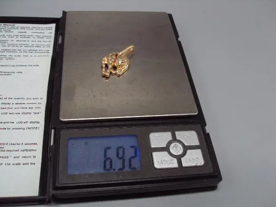 Подвеска кот кошка кулон пума пантера золото клеймо 585 проба Украина камни фианит вес 6,92 г №14712 Продаж