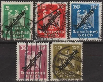 фото, 1924 - Німеччина - Службові - Орли - Надруки Mi.106-110 _5,0 €