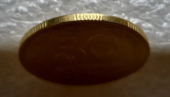 (5215) 50 копійок 1992 1АЕс розкол від канту через 8 гроно до &quot;5&quot; номіналу (50 копеек 1992 1АЕс брак) Недорого