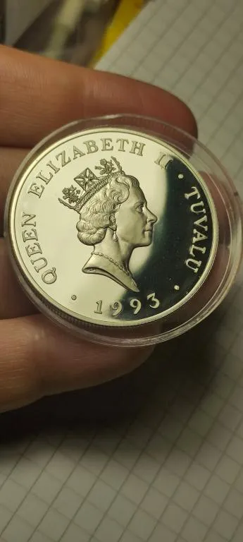 20 долларов 1993 года монета серебро Черепаха 1 унция Тувалу Елизавета Вторая vk481 З аукціону