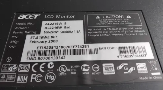 Acer AL2216W Інтернет-аукціон